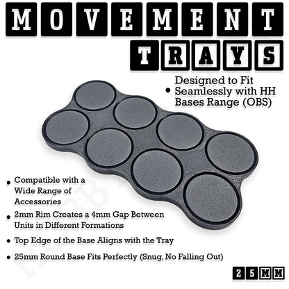 25mm Movement Trays for Tabletop Games | Wargaming | Full Range