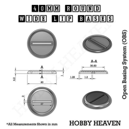 40mm Wide Lip Round Plastic Bases
