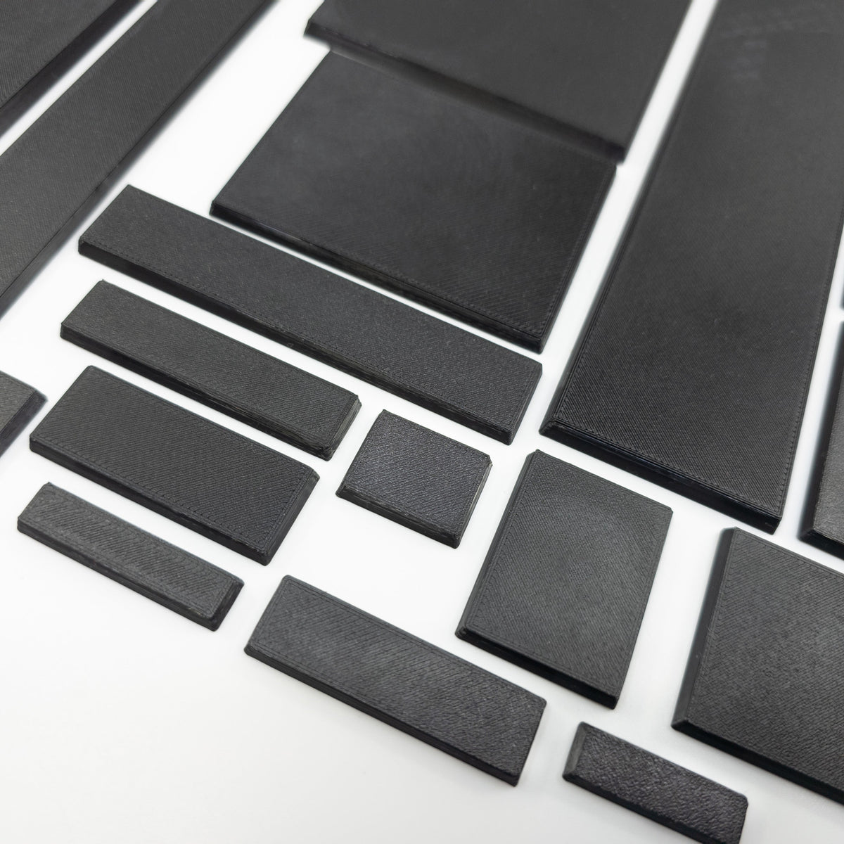 Rectangle Bases Medium Sizes - 75x30mm to 125x40mm and up to 100x90mm Wide - 3D Print Tabletop Games