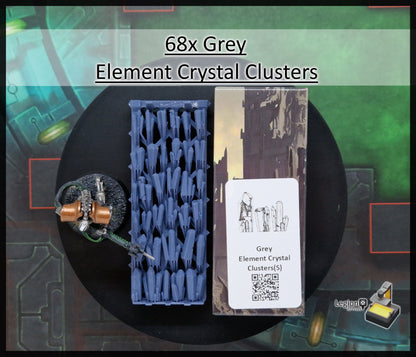 68x Element Crystal Clusters Packs in Green Blue Grey Red - for Wargaming Model Bases