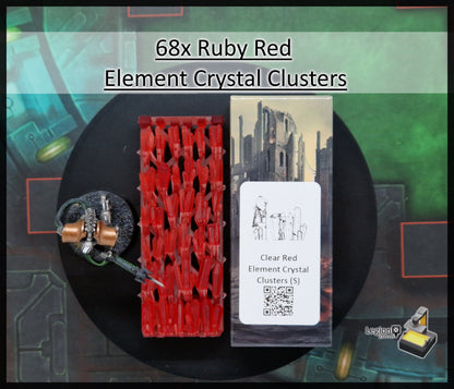 68x Element Crystal Clusters Packs in Green Blue Grey Red - for Wargaming Model Bases