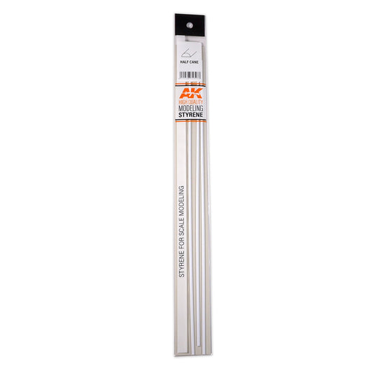 AK Interactive - Half Cane 1mm x 350mm - Styrene Strip