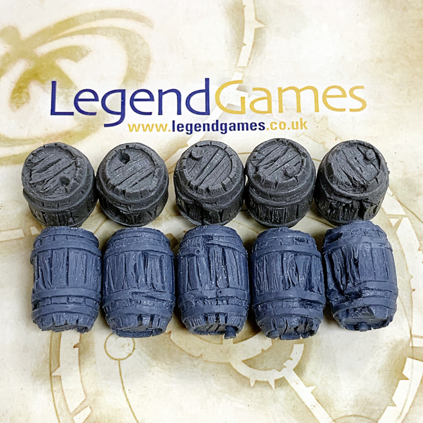 A lovely set of barrels, very detailed and lovingly cast by Legend Games. These require painting.