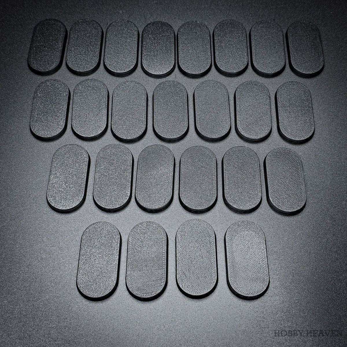 50x25mm Pill Plain Black Plastic Bases 3D Print