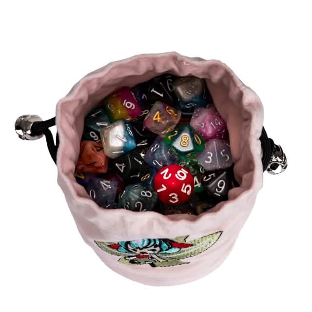 Pixie’s Pouch | Flannel Drawstring Dice Bag | Pink