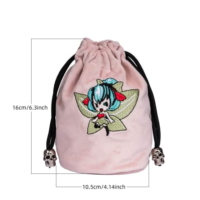 Pixie’s Pouch | Flannel Drawstring Dice Bag | Pink