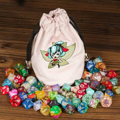 Pixie’s Pouch | Flannel Drawstring Dice Bag | Pink