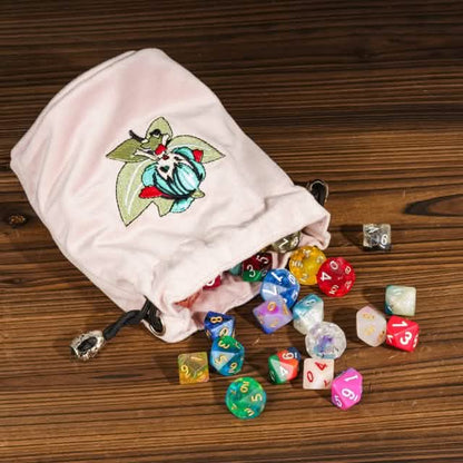 Pixie’s Pouch | Flannel Drawstring Dice Bag | Pink