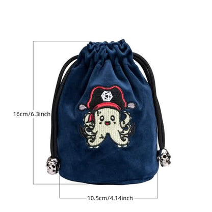 Plunderpus | Flannel Drawstring Dice Bag | Blue