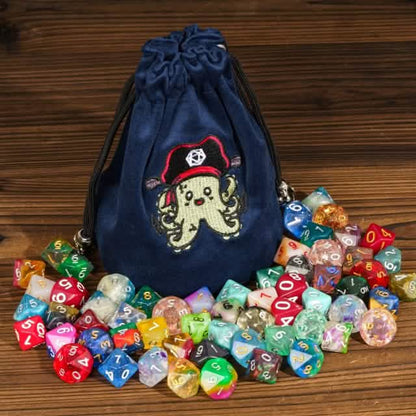 Plunderpus | Flannel Drawstring Dice Bag | Blue