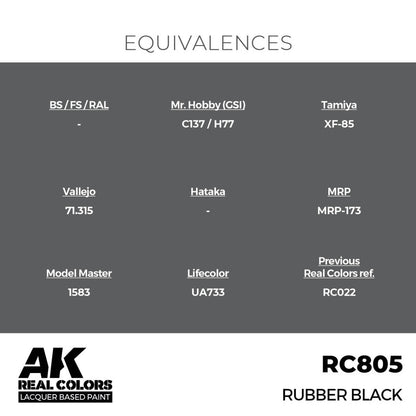 AK Interactive Real Colors - Rubber Black 17ml. (RC805)