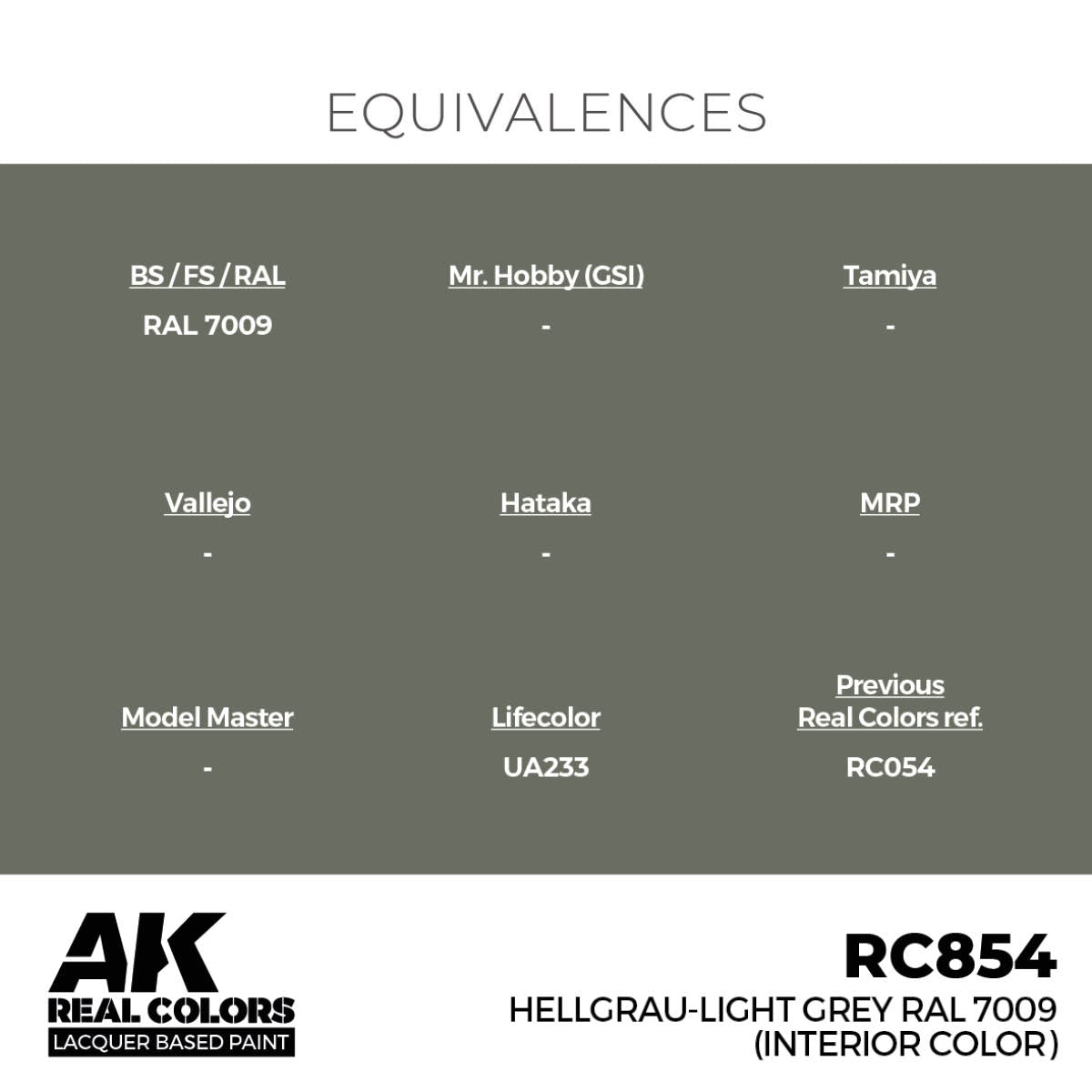 AK Interactive Real Colors - Hellgrau-Light Grey RAL 7009 (Interior Color)
