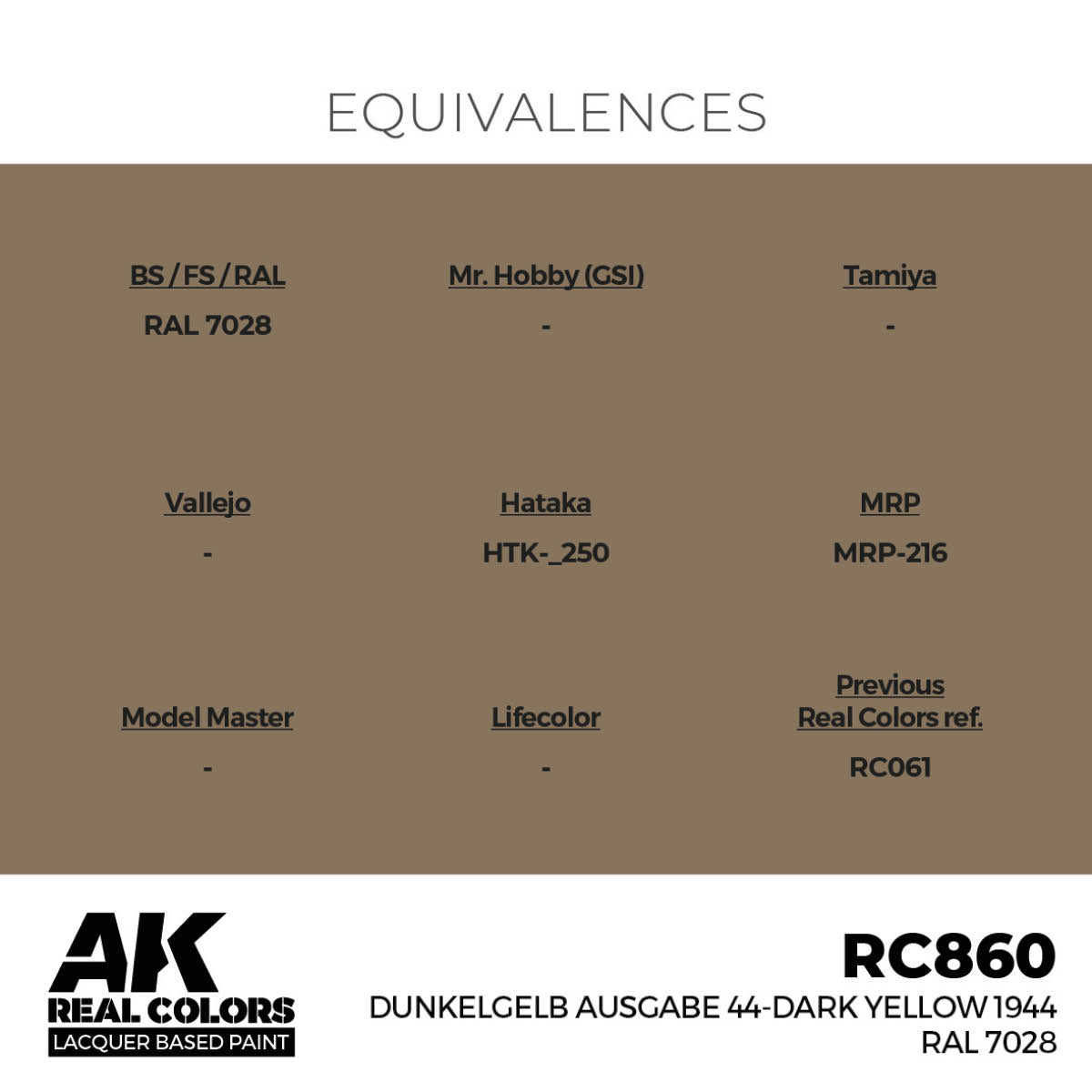 AK Interactive Real Colors - Dunkelgelb Ausgabe 44-Dark Yellow 1944 RAL 7028