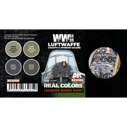 AK Interactive Real Colors - WWII Luftwaffe Cockpit & Interior Colors Set (RCS106)