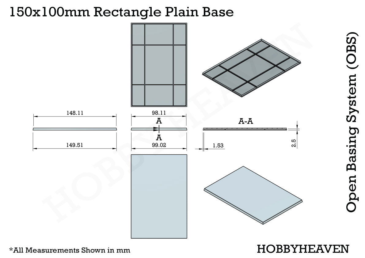 150x100mm Rectangular Plain Plastic Bases