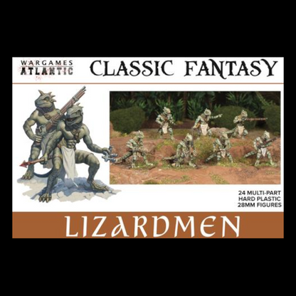 These Wargames Atlantic Lizardmen are a grim threat to any who dare to trespass. Finely cast and detailed, these figures require assembly.