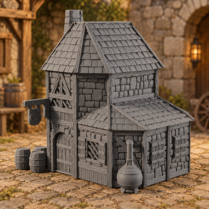 Alchemist House Medieval 28mm DND Terrain | Tabletop Wargaming Scenery for Frostgrave & RPG | 3D Printed