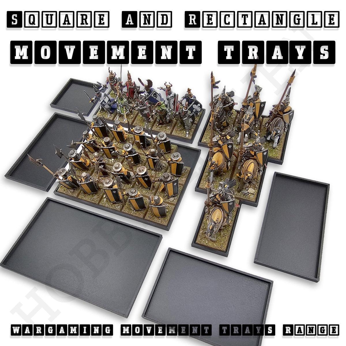 Rectangle Movement Trays | Cavalry & Monsters | 50×25-100×60mm | OBS System