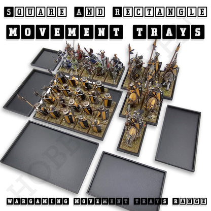 Rectangle Movement Trays | Cavalry & Monsters | 50×25-100×60mm | OBS System