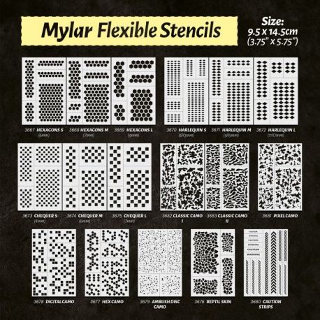 Green Stuff World - Mylar Flexible Stencils HEX CAMO (4x5mm)