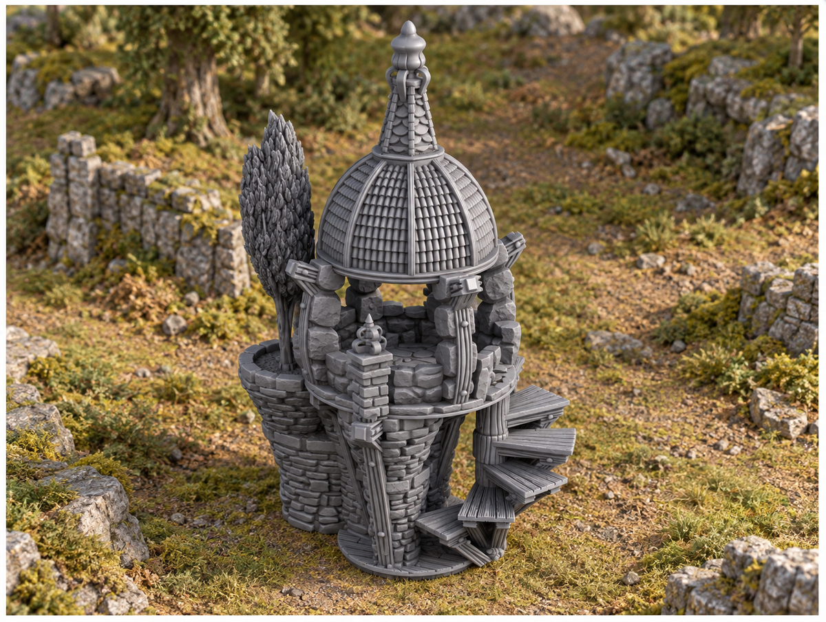 Flying Gazebo 28mm DND Terrain | Tabletop Wargaming Scenery for Frostgrave & RPG | Unpainted 3D Printed