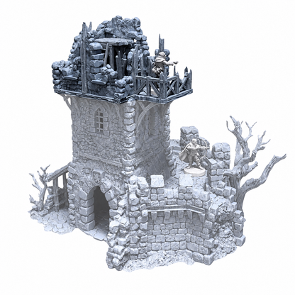 Black Lions Bastion Tower Ruined Floor Add-On – 28mm Terrain, Unpainted