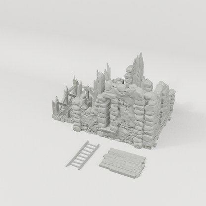 Black Lions Bastion Tower Ruined Floor Add-On – 28mm Terrain, Unpainted