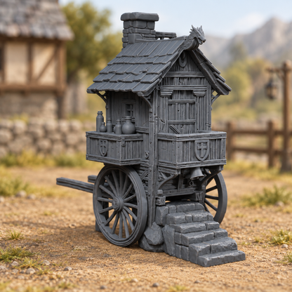 Fantasy Food Truck – 28mm Tabletop Terrain, Unpainted