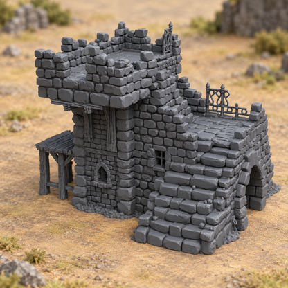 Ruined Platform Prison – 28mm Fantasy Terrain, Unpainted