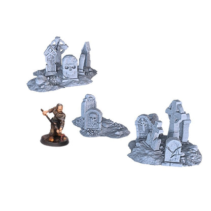 Gravestone Set 28mm DND Scatter Terrain | Tabletop Wargaming Scenery for Frostgrave & RPG | 3D Printed