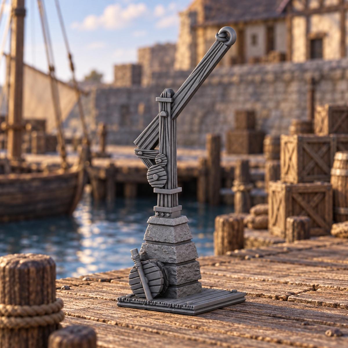 Hoist Crane 28mm DND Scatter Terrain | Tabletop Wargaming Scenery for Frostgrave & RPG | Unpainted 3D Printed