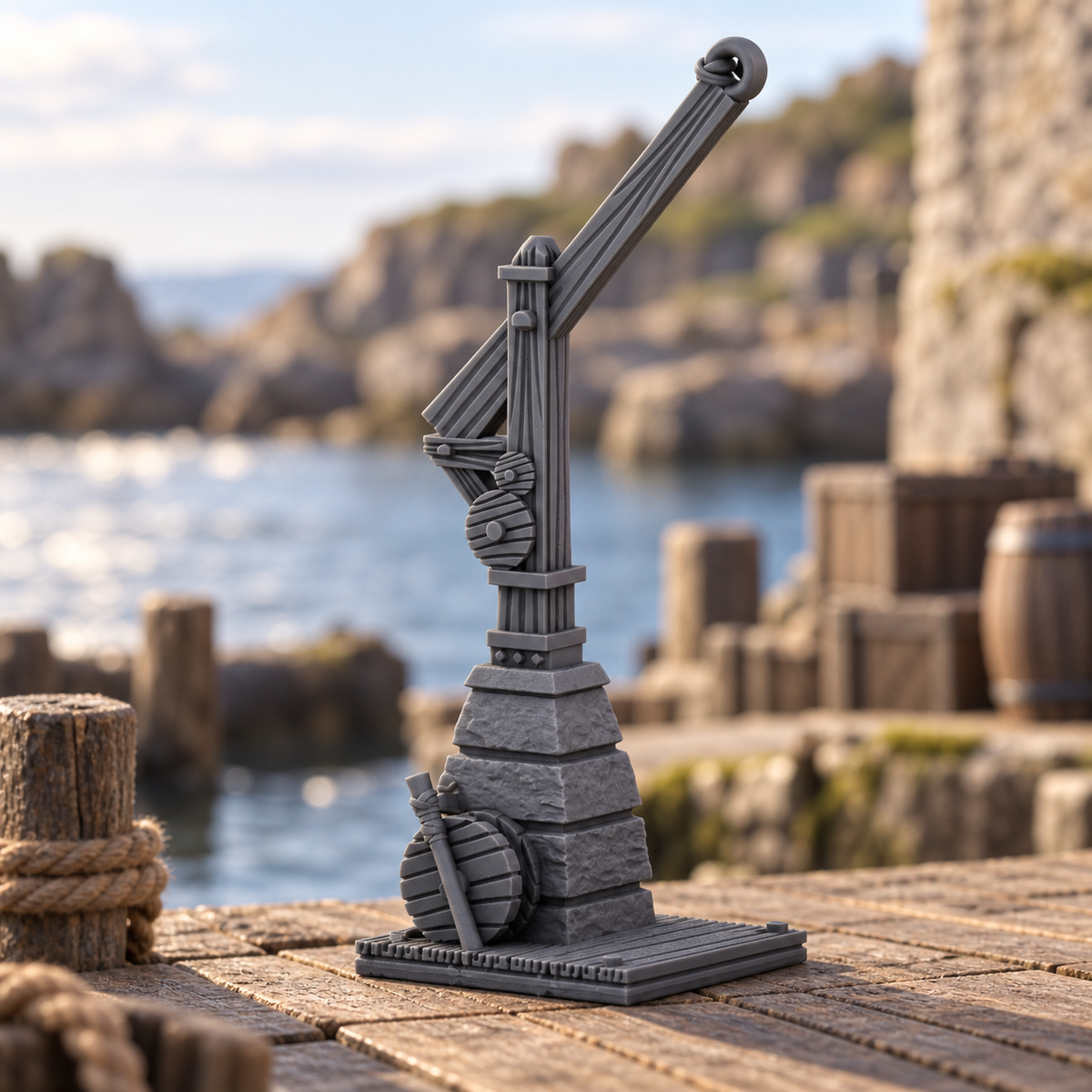 Hoist Crane 28mm DND Scatter Terrain | Tabletop Wargaming Scenery for Frostgrave & RPG | Unpainted 3D Printed