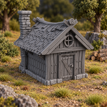 Hunters Cabin 28mm DND Terrain | Tabletop Wargaming Scenery for Frostgrave & RPG | Unpainted 3D Printed