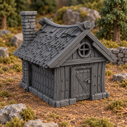 Hunters Cabin 28mm DND Terrain | Tabletop Wargaming Scenery for Frostgrave & RPG | Unpainted 3D Printed
