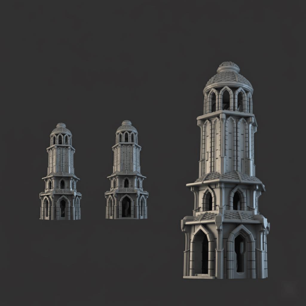 Lost City Tower 28mm DND Terrain Set 1 | Tabletop Wargaming Ruins for Frostgrave & RPG | 3D Printed