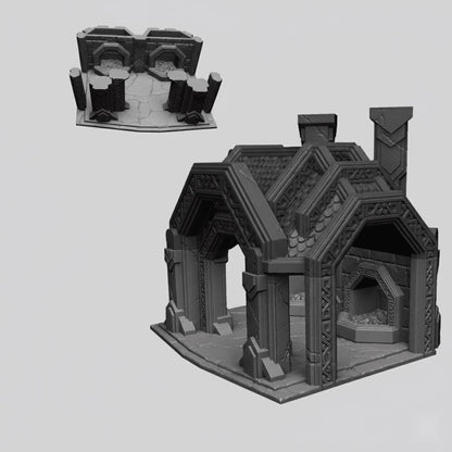 Forge Blacksmith 28mm DND Terrain | Tabletop Wargaming Scenery for Frostgrave & RPG | Unpainted 3D Printed