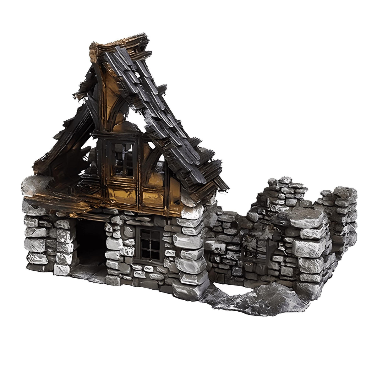 Ruined Medieval House 28mm DND Terrain Set C | Wargaming Scenery for Frostgrave & RPG | Unpainted 3D Printed