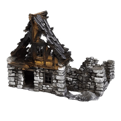 Ruined Medieval House 28mm DND Terrain Set C | Wargaming Scenery for Frostgrave & RPG | Unpainted 3D Printed