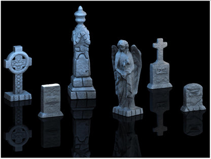 Graveyard Set 28mm DND Scatter Terrain | Tabletop Wargaming Scenery for Frostgrave & RPG | 3D Printed