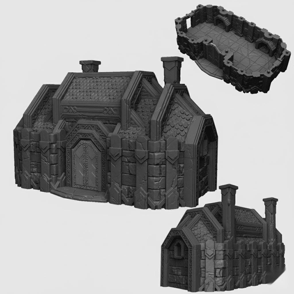 Dwarven Great Hall 28mm DND Terrain | Tabletop Wargaming Scenery for Frostgrave & RPG | 3D Printed
