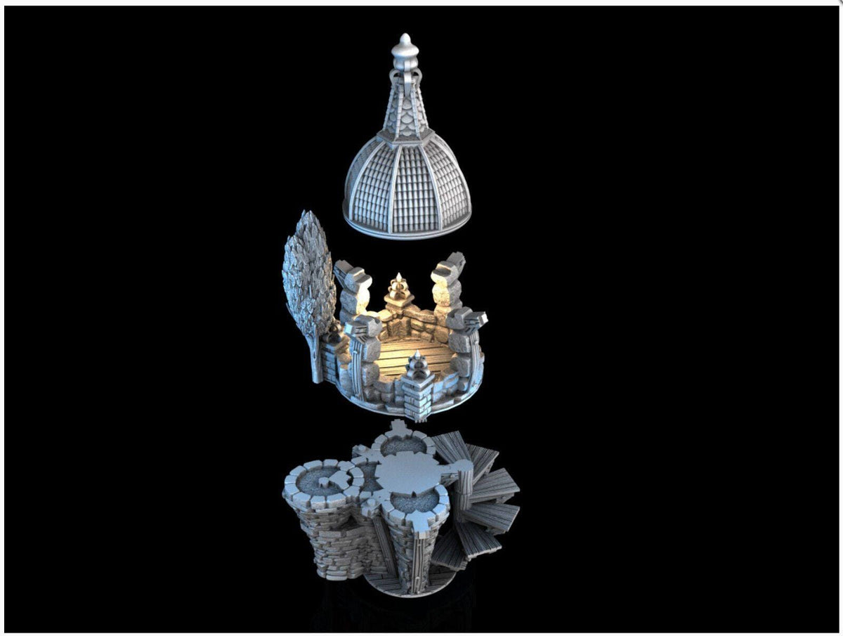 Flying Gazebo 28mm DND Terrain | Tabletop Wargaming Scenery for Frostgrave & RPG | Unpainted 3D Printed