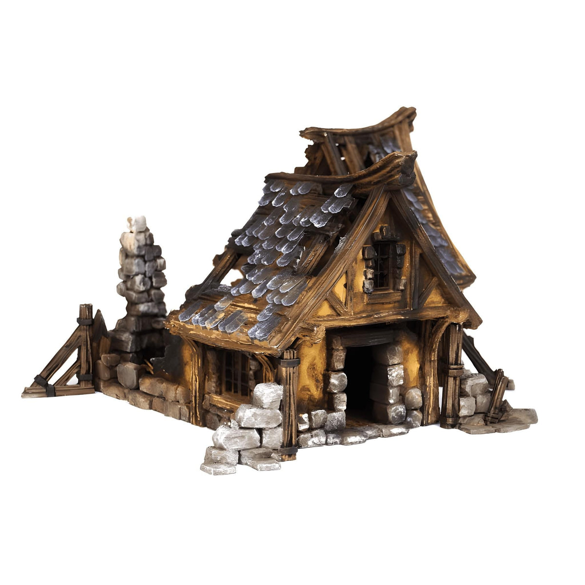 Ruined Medieval House 28mm DND Terrain Set B | Wargaming Scenery for Frostgrave & RPG | Unpainted 3D Printed