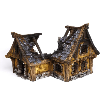 Ruined Medieval House 28mm DND Terrain Set B | Wargaming Scenery for Frostgrave & RPG | Unpainted 3D Printed