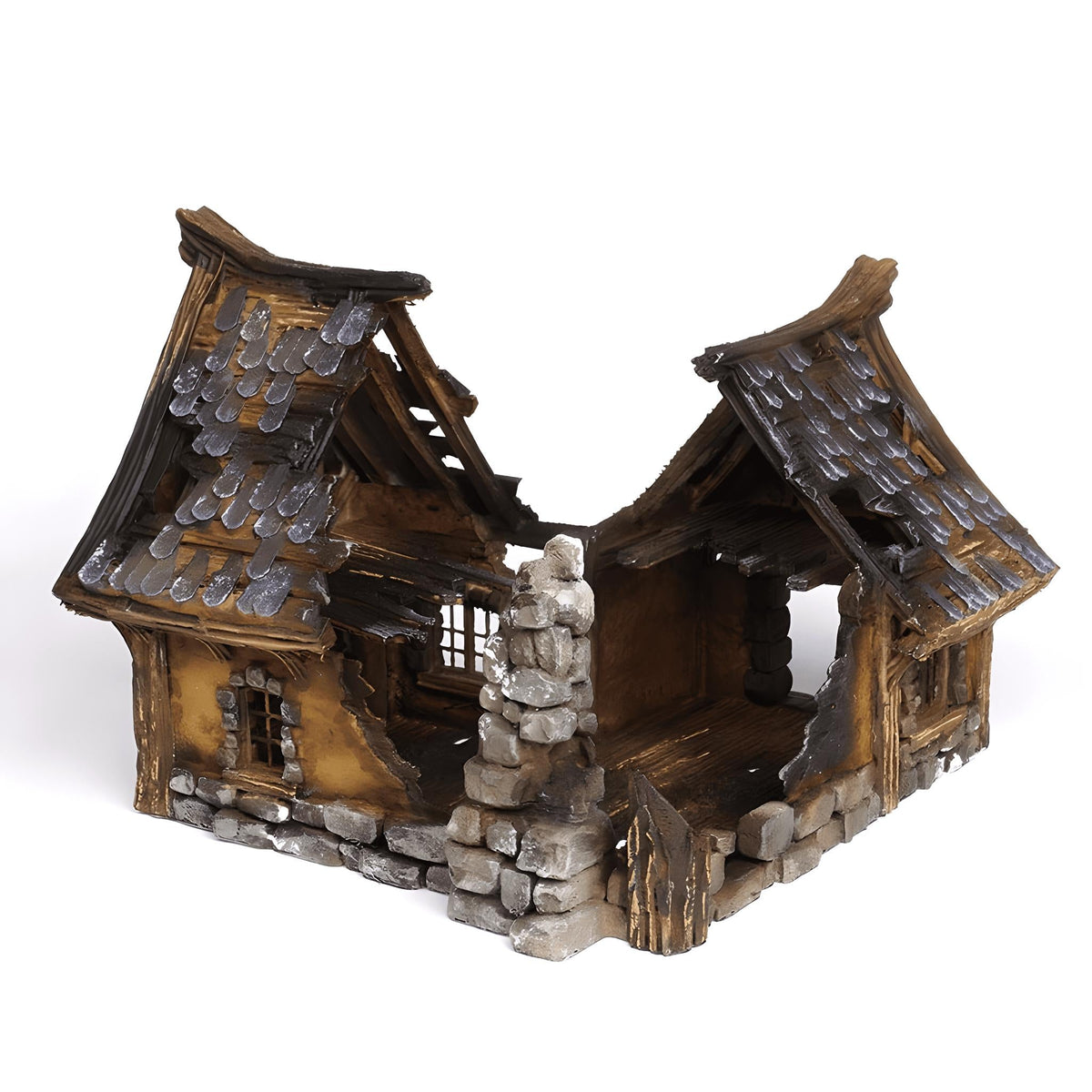 Ruined Medieval House 28mm DND Terrain Set B | Wargaming Scenery for Frostgrave & RPG | Unpainted 3D Printed