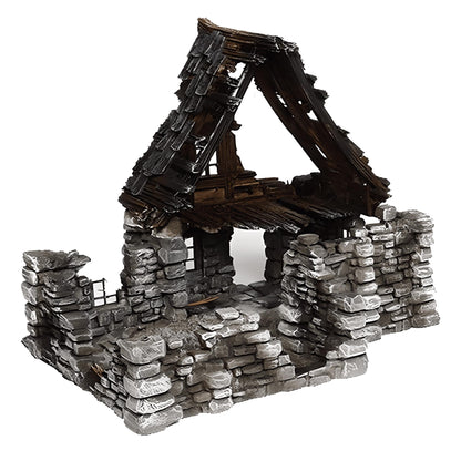 Ruined Medieval House 28mm DND Terrain Set C | Wargaming Scenery for Frostgrave & RPG | Unpainted 3D Printed