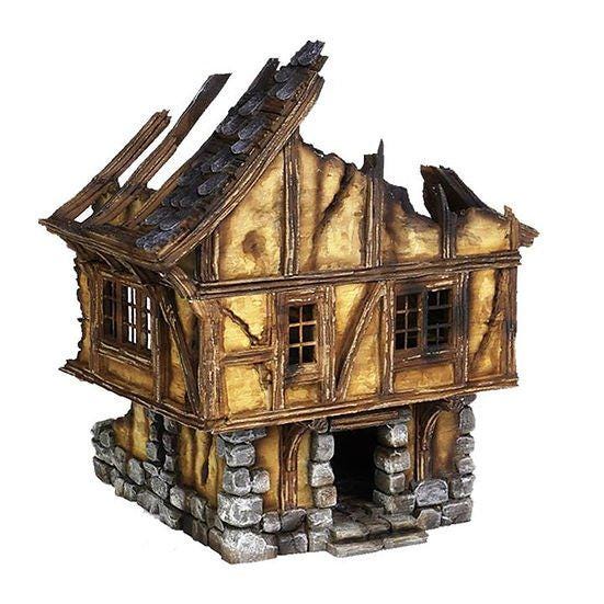 Ruined Medieval House 28mm DND Terrain Set E | Wargaming Scenery for Frostgrave & RPG | Unpainted 3D Printed