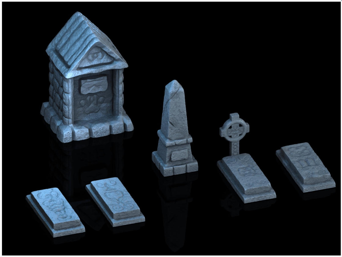 Graveyard Set 28mm DND Scatter Terrain | Tabletop Wargaming Scenery for Frostgrave & RPG | 3D Printed