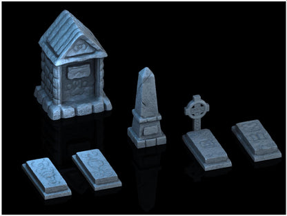 Graveyard Set 28mm DND Scatter Terrain | Tabletop Wargaming Scenery for Frostgrave & RPG | 3D Printed