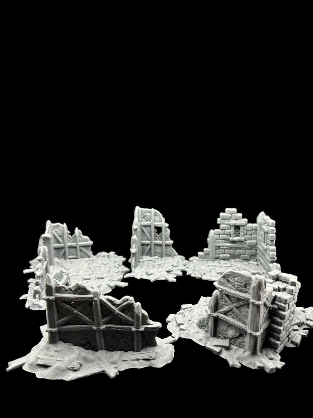 28mm Building Ruins Terrain Scenery for DND, Wargames