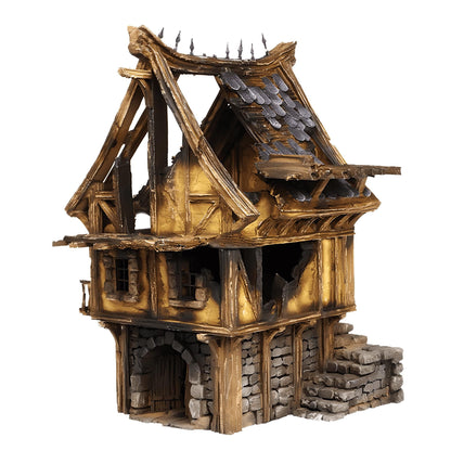 Ruined Medieval House 28mm DND Terrain Set F | Wargaming Scenery for Frostgrave & RPG | Unpainted 3D Printed